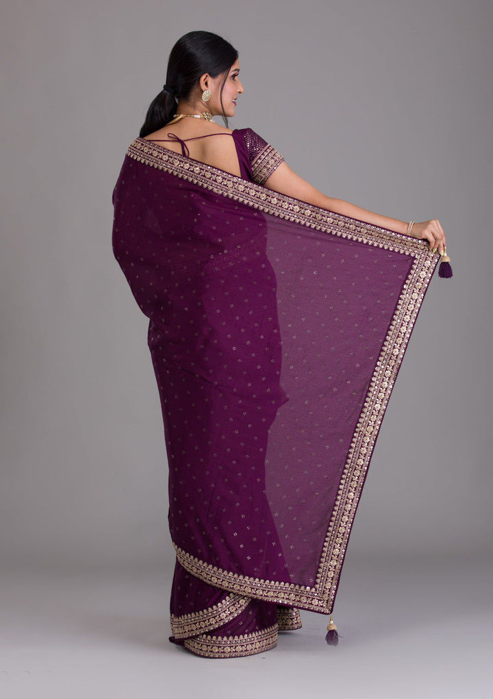 Art-Silk Saree with Sequins & Embroidery | Wedding & Festive Attire