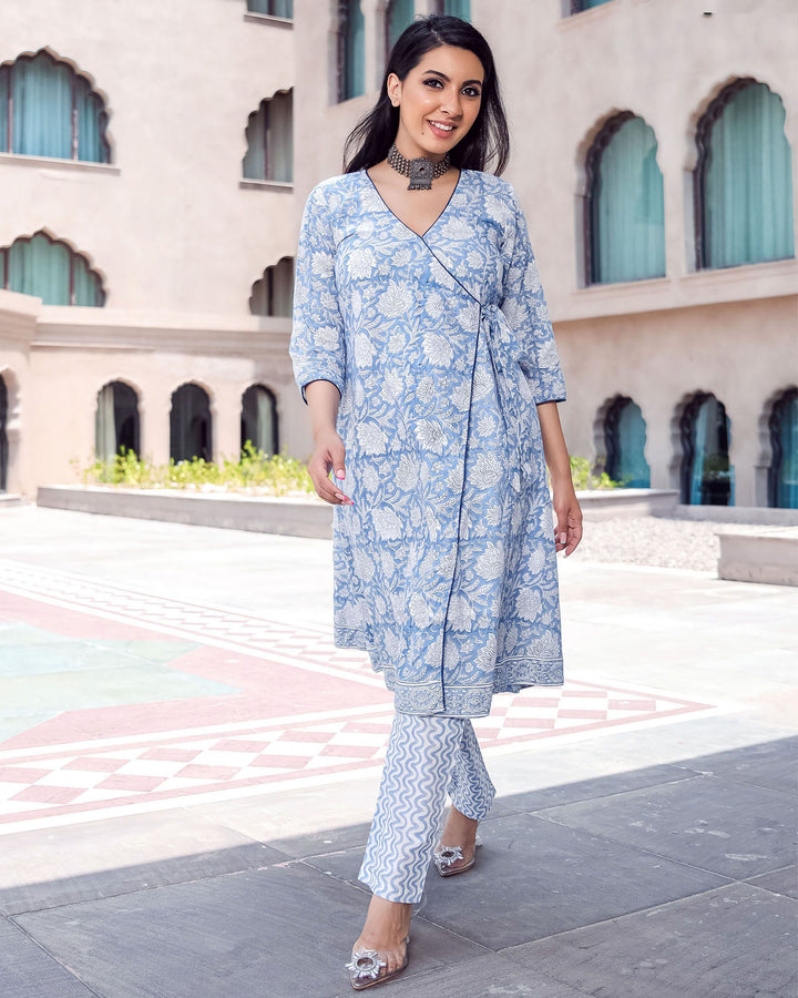 Stylish Blue Kurti for Women | Indian Ethnic Kurta Pant Set