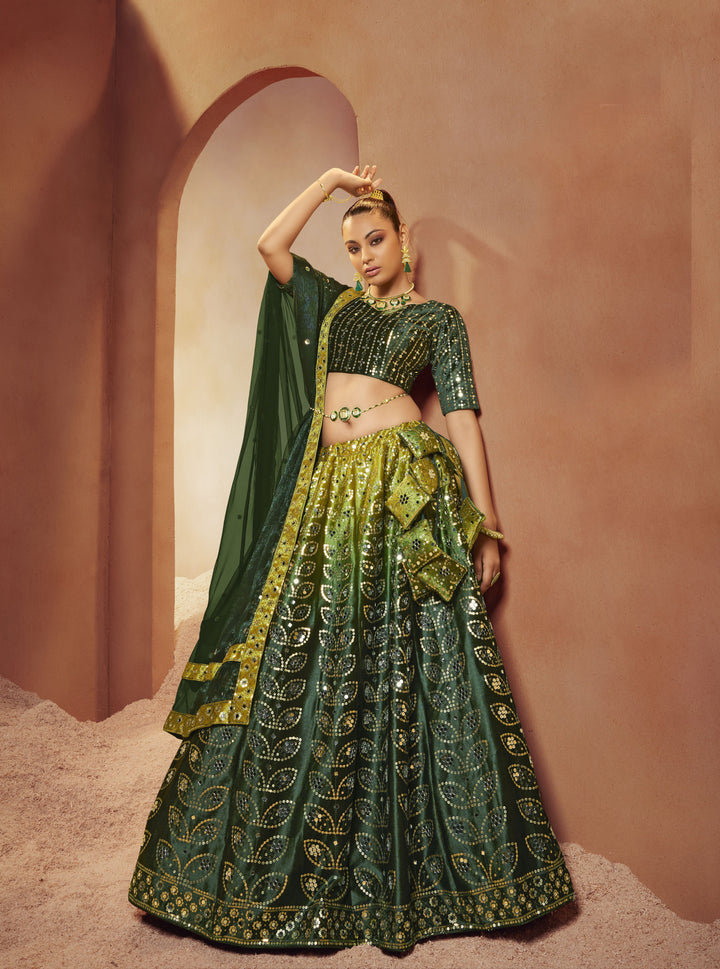 Velvet Sequined & Mirror Embroidery Lehenga | Bridal Wedding Wear