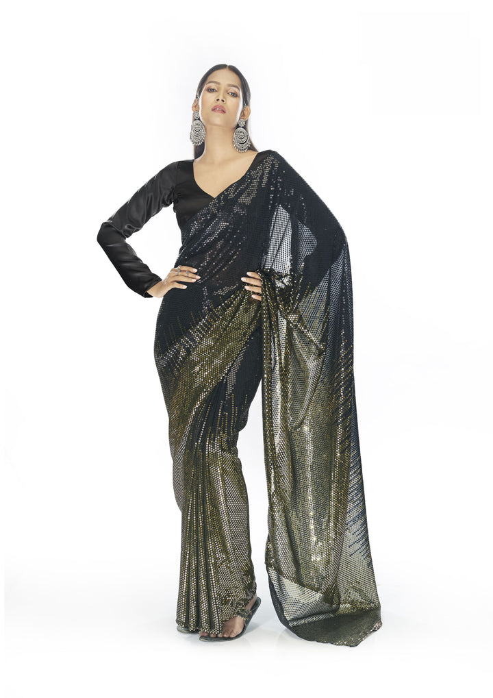 Beautiful Black Georgette Saree with Black Blouse | A Graceful Addition to Your Wardrobe