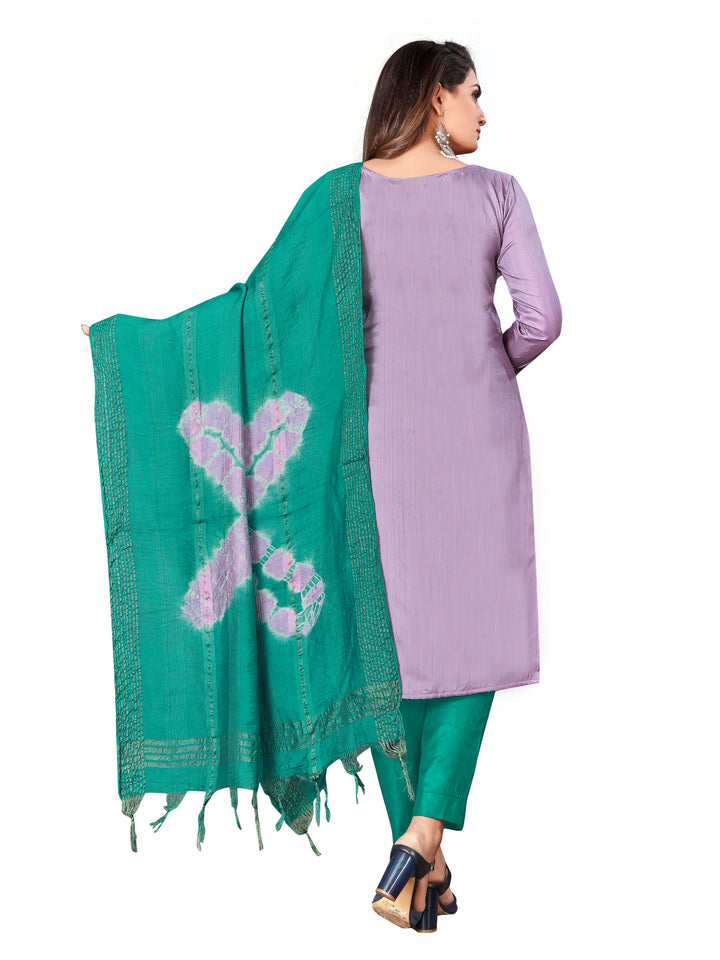 Embroidered Zara Silk Suit | Indo Cotton Bottom with Printed Dupatta