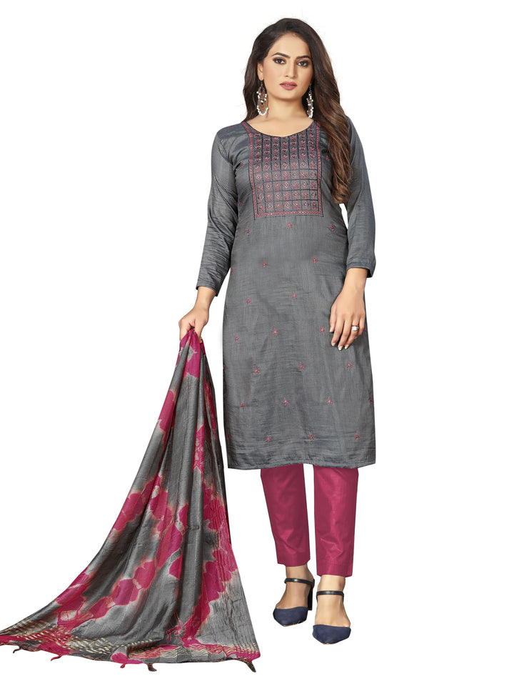 Embroidered Cotton Suit | Traditional Parampara Cotton with Printed Dupatta