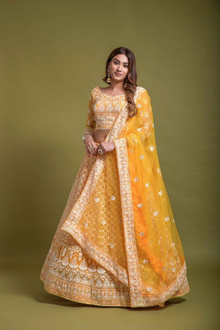 Net Thread-Work & Sequin Embroidered Lehenga | Wedding & Party Wear