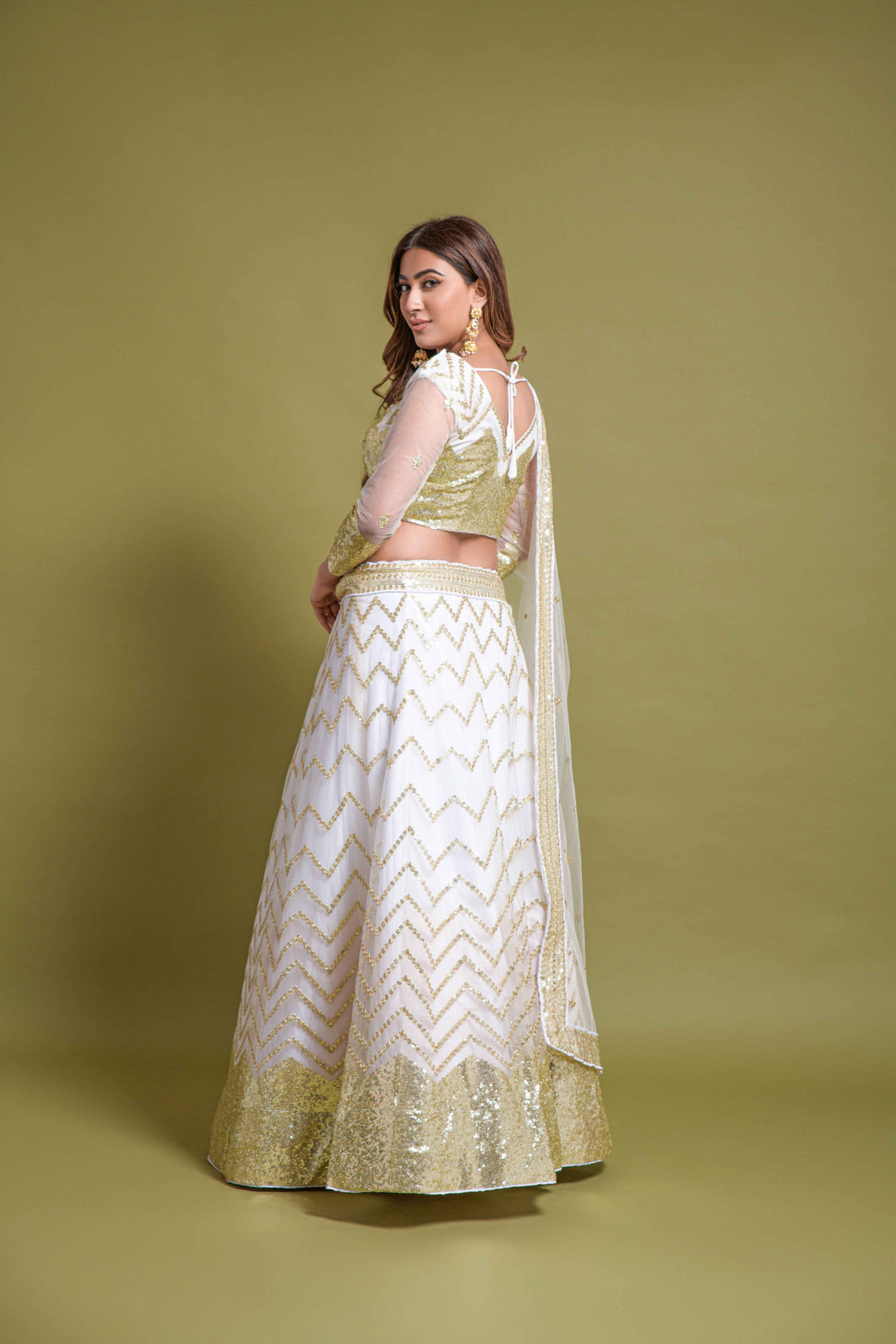 Fancy Net Lehenga with Sequins & Jari Embroidery | Perfect for Weddings & Events