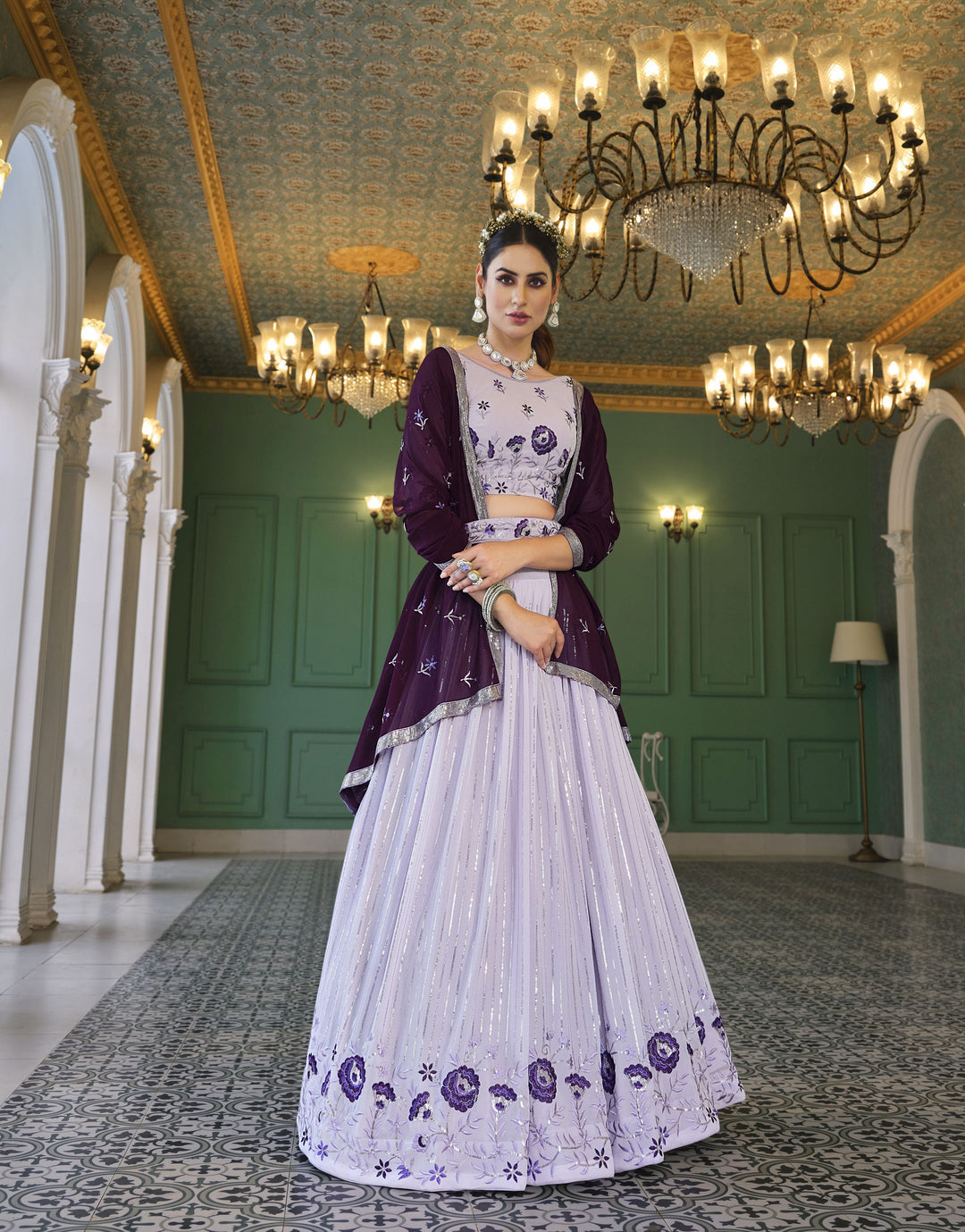 Georgette Lehenga with Thread & Sequin Embroidery | Wedding & Party Wear