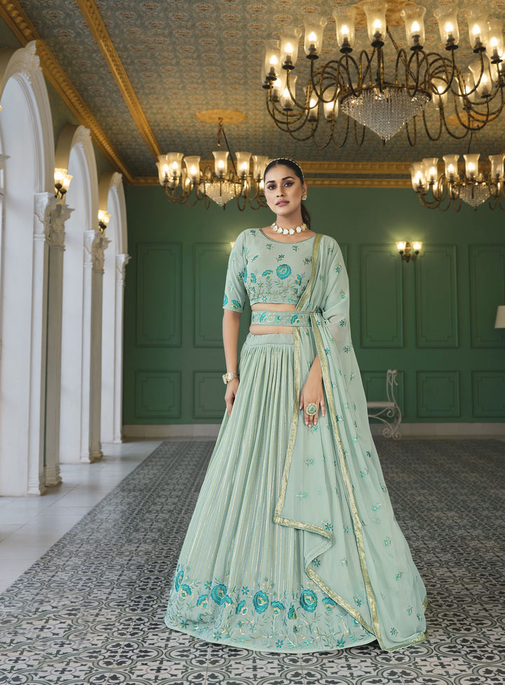 Georgette Lehenga with Thread & Sequin Embroidery | Wedding & Party Wear