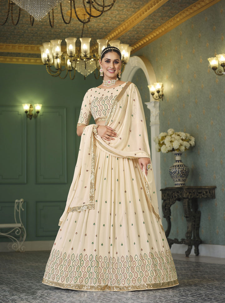 Georgette Lehenga with Thread & Sequence Embroidery | Elegant Wedding Attire