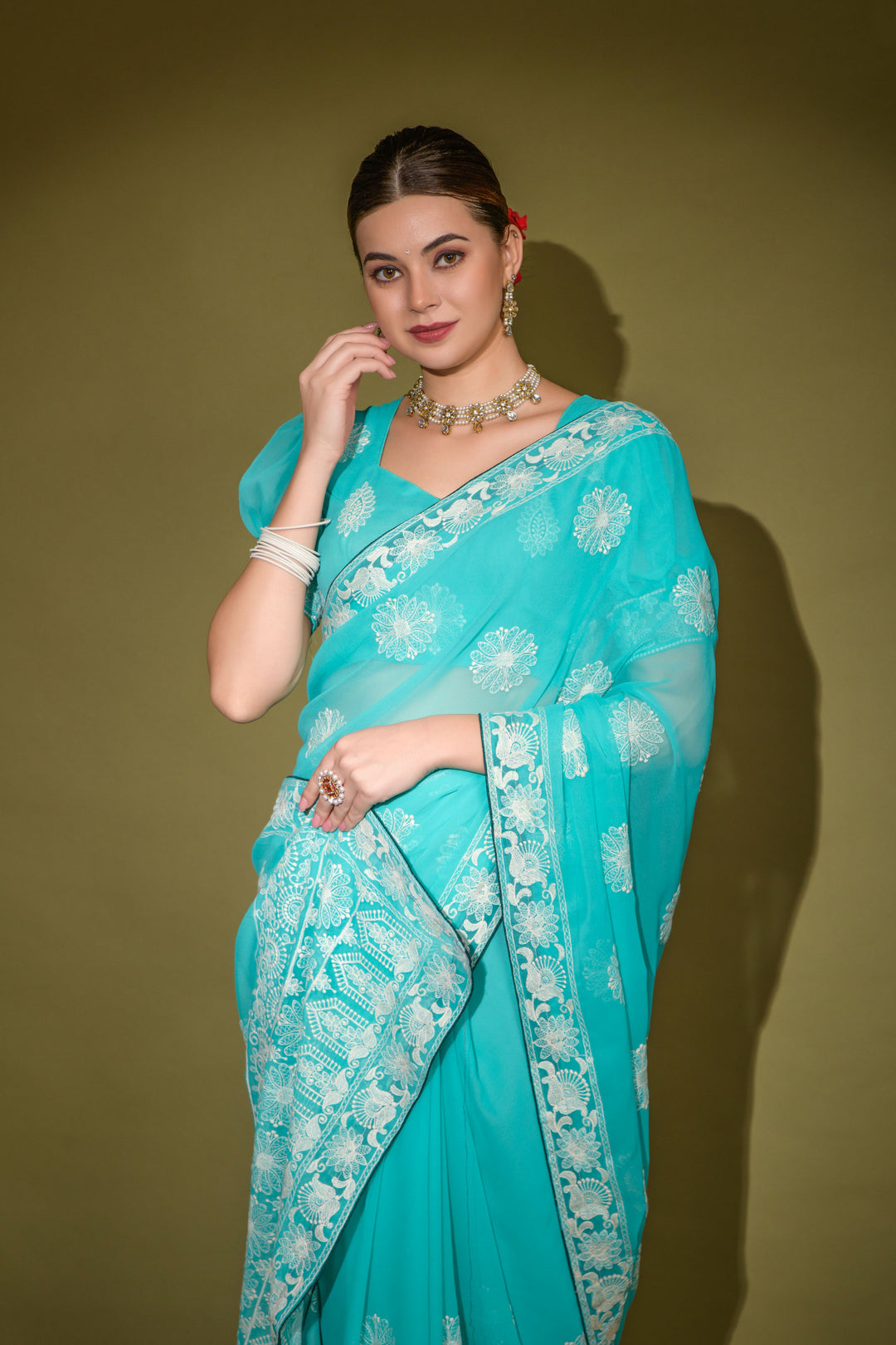 Breathtaking Georgette Saree with | An Exclusive Designer Masterpiece