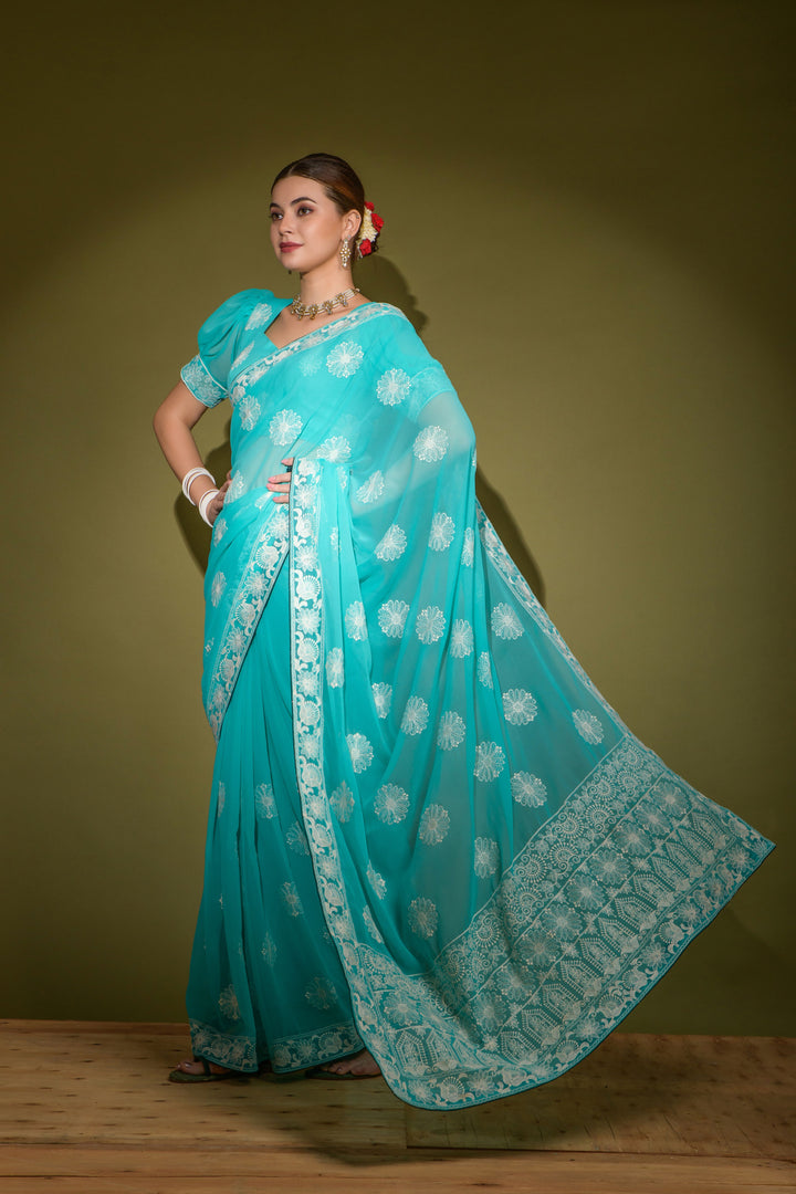 Breathtaking Georgette Saree with | An Exclusive Designer Masterpiece