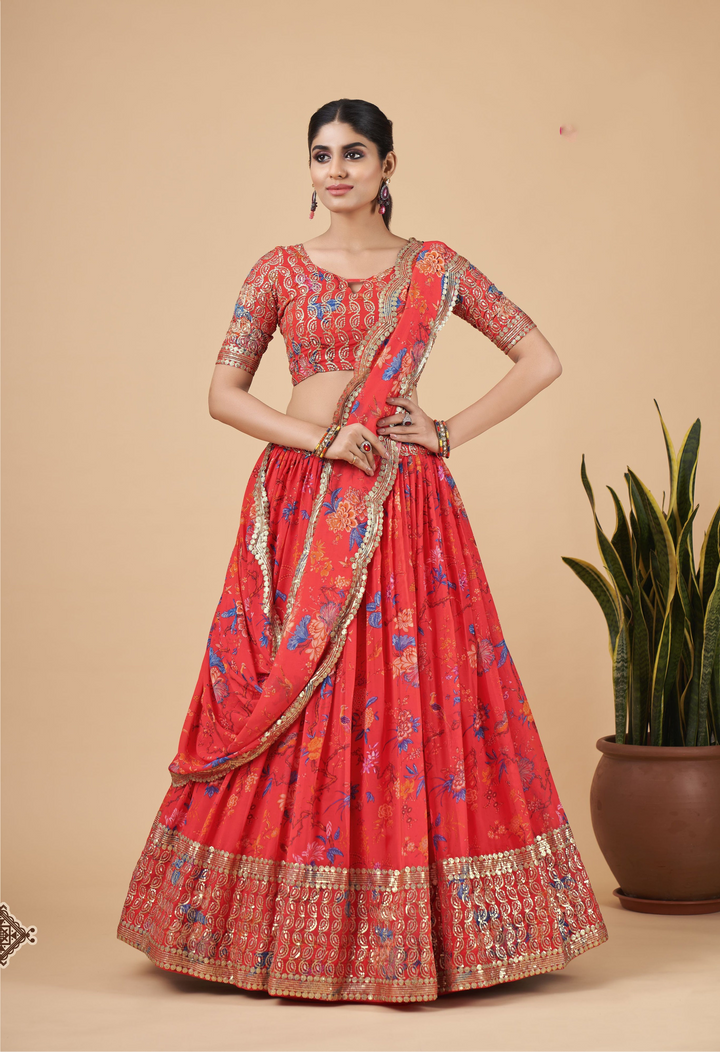 Elegant Faux Georgette Lehenga with Dupatta | A Graceful Addition to Your Wardrobe