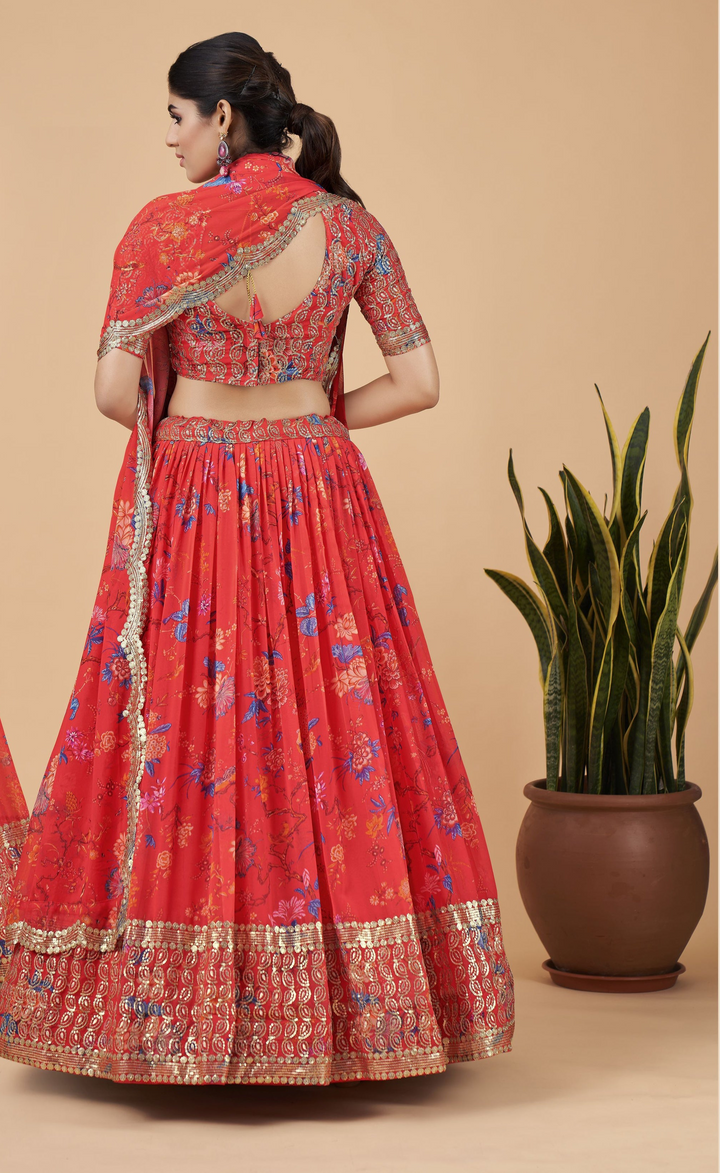 Elegant Faux Georgette Lehenga with Dupatta | A Graceful Addition to Your Wardrobe