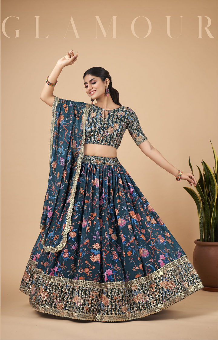 Elegant Faux Georgette Lehenga with Dupatta | A Graceful Addition to Your Wardrobe