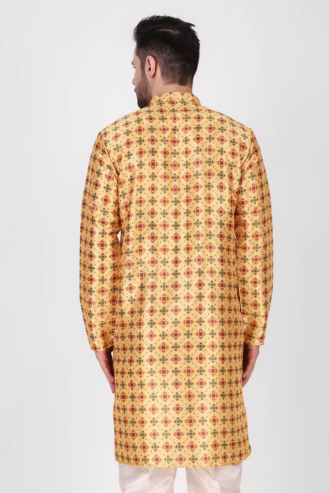 Stylish Art Silk Kurta Pajama Set | Geometric Print for Weddings & Festive