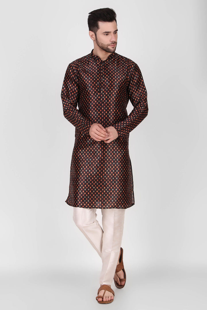 Stylish Art Silk Kurta Pajama Set | Geometric Print for Weddings & Festive