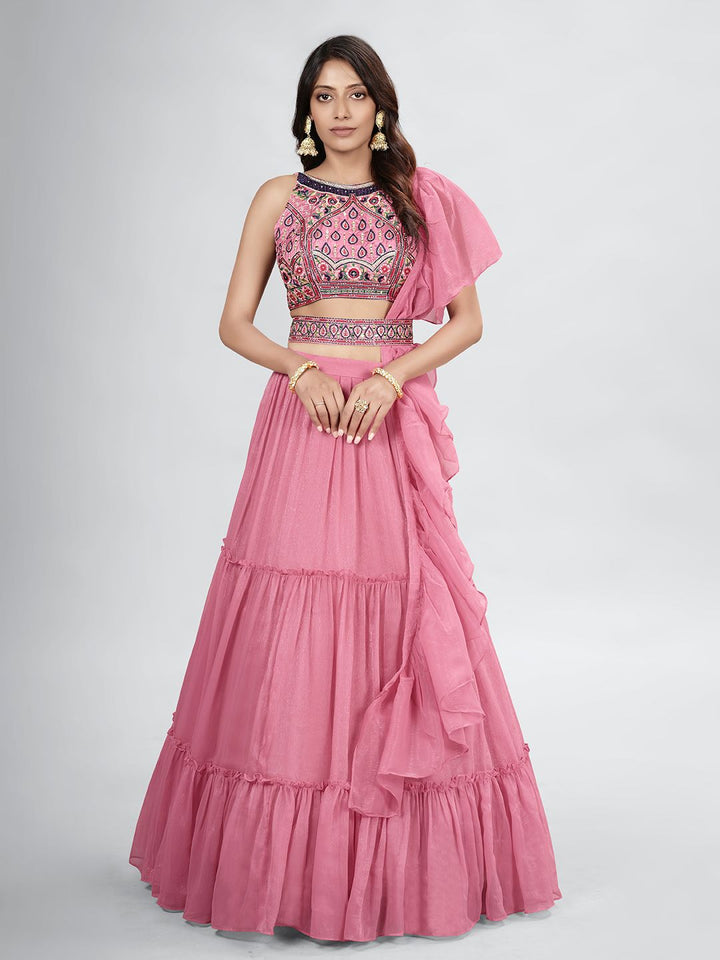 Pink Art Silk Lehenga Choli Designer Embroidery Hand Work | Festive Wear