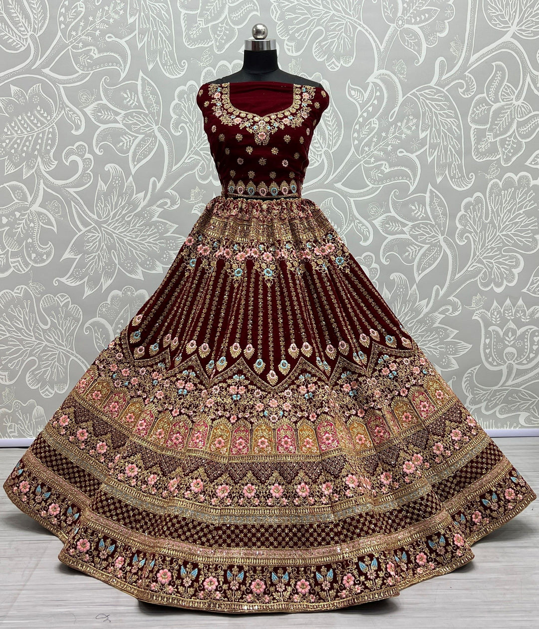 Radiant Velvet Lehenga with Dupatta | A Stylish and Sophisticated Choice