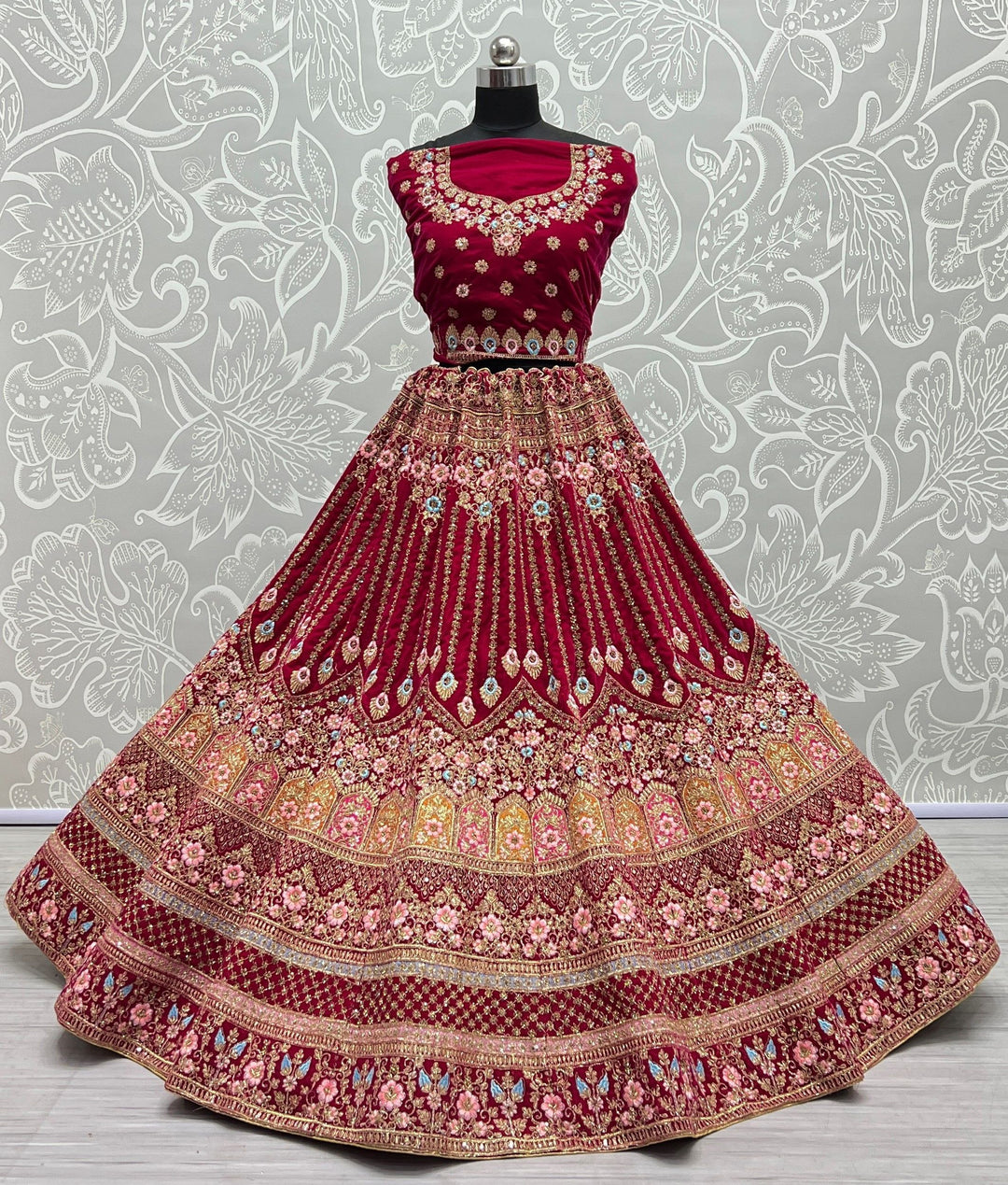 Radiant Velvet Lehenga with Dupatta | A Stylish and Sophisticated Choice