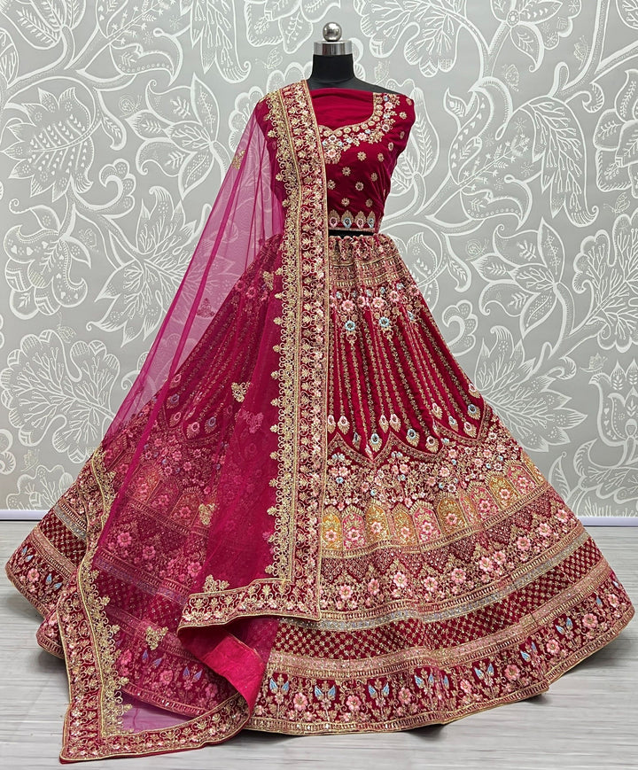 Radiant Velvet Lehenga with Dupatta | A Stylish and Sophisticated Choice