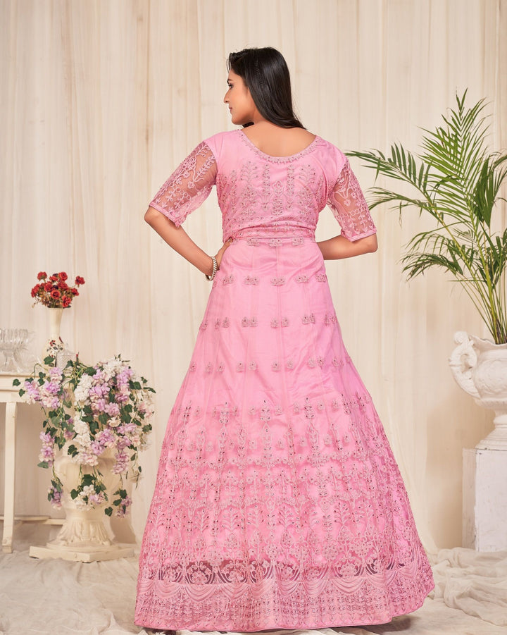 Designer Embroidered Anarkali | Elbow-Sleeve Boat Neck for Weddings & Parties