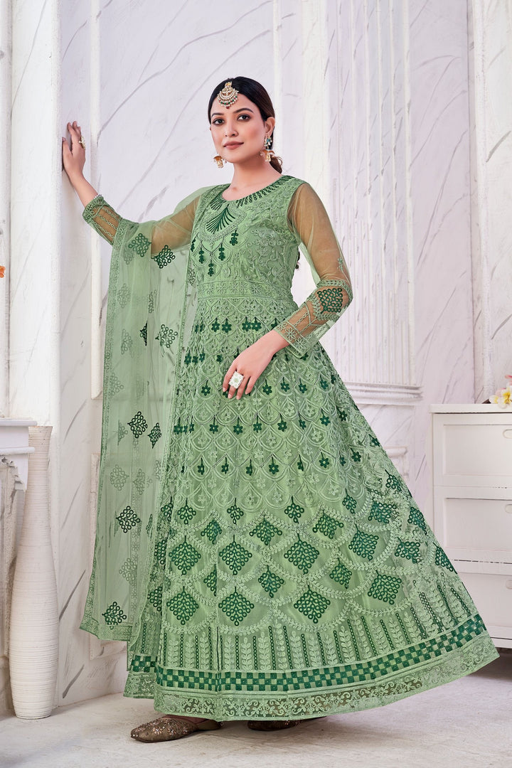 Designer Embroidered Anarkali | Net Top & Santoon Bottom | Wedding & Festive