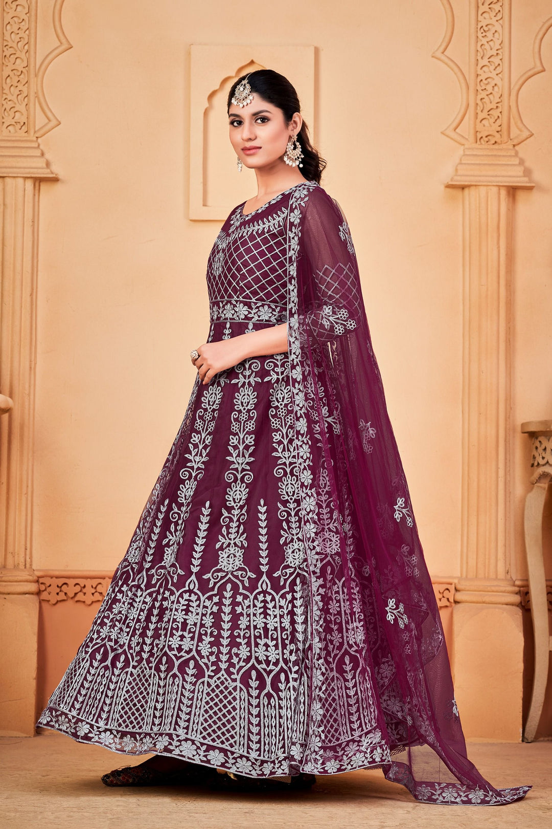 Designer Embroidered Anarkali | Net & Santoon | Perfect for Weddings & Parties