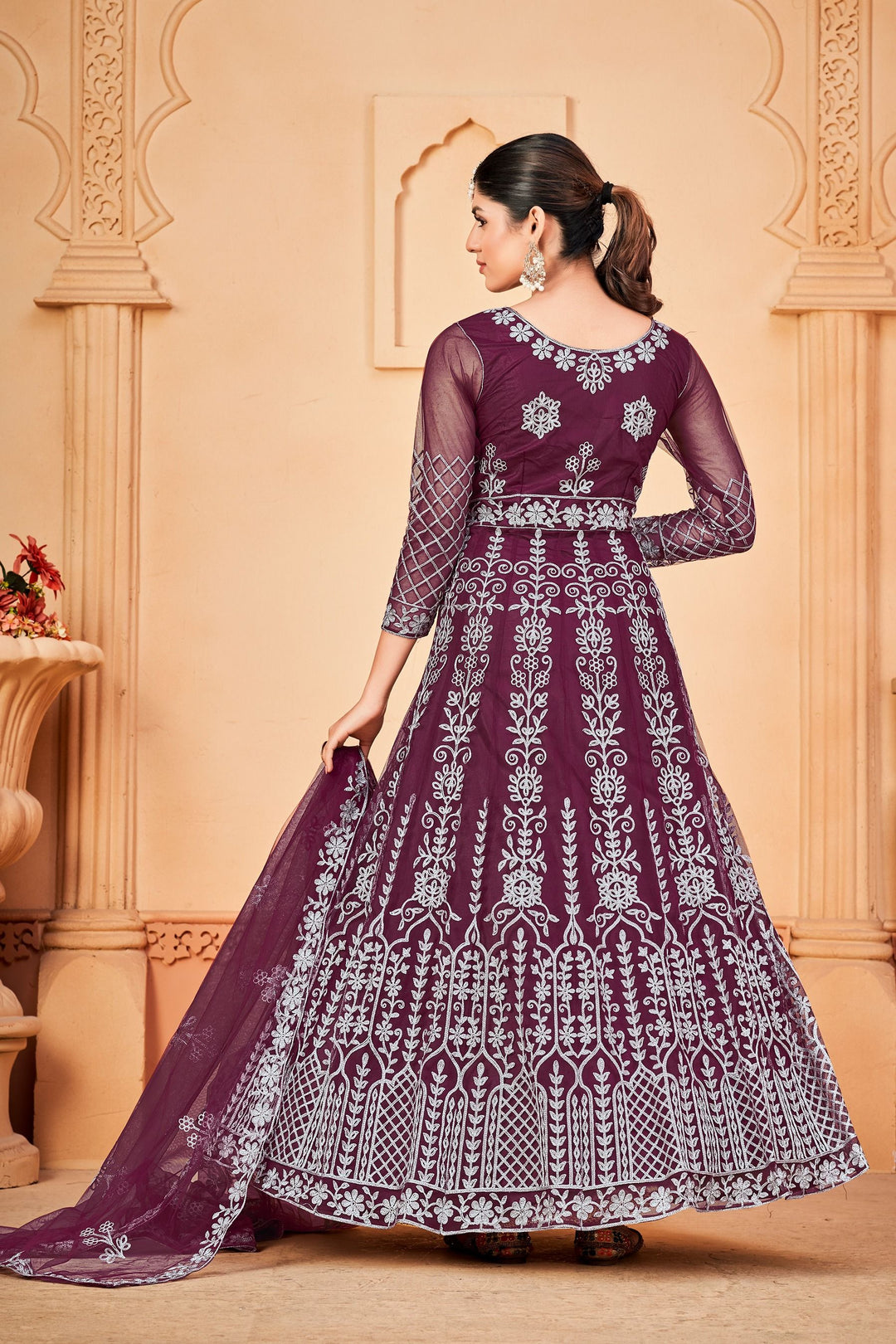 Designer Embroidered Anarkali | Net & Santoon | Perfect for Weddings & Parties