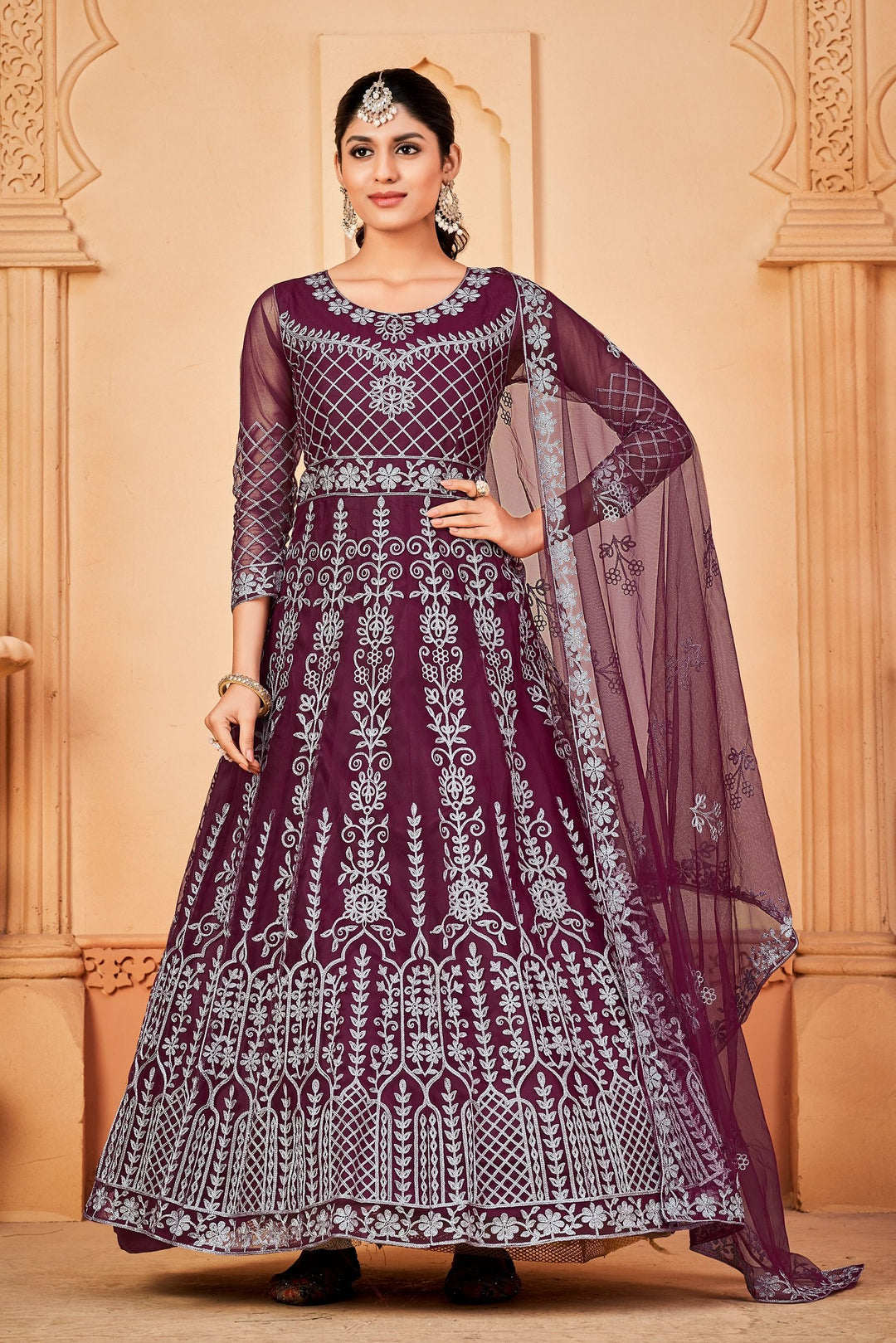 Designer Embroidered Anarkali | Net & Santoon | Perfect for Weddings & Parties