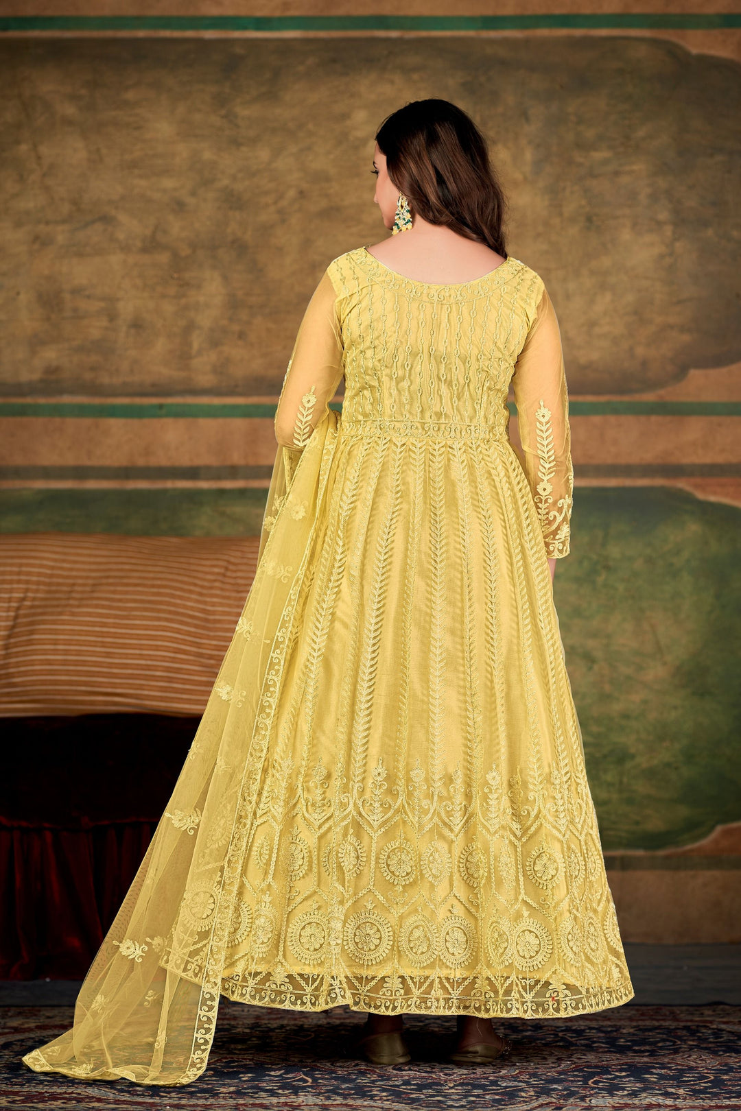 Designer Embroidered Anarkali | Net Top & Santoon Bottom | Perfect for Weddings & Parties