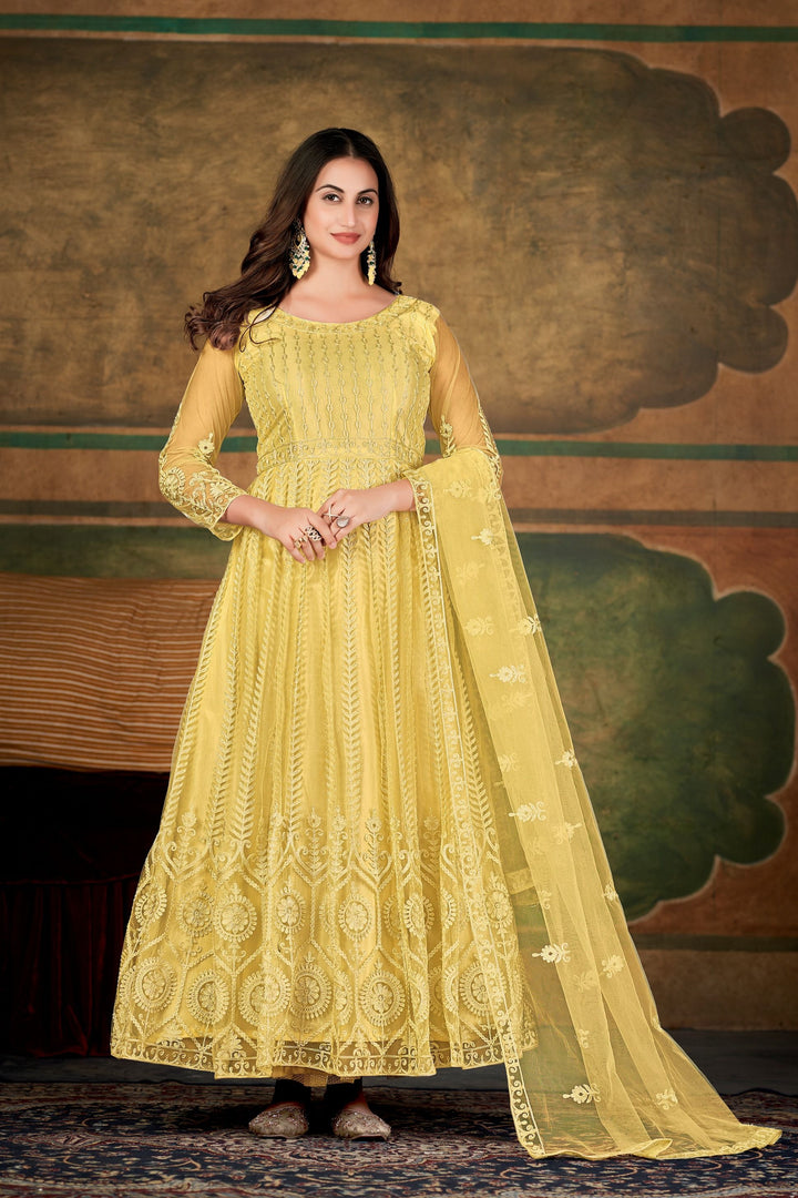 Designer Embroidered Anarkali | Net Top & Santoon Bottom | Perfect for Weddings & Parties