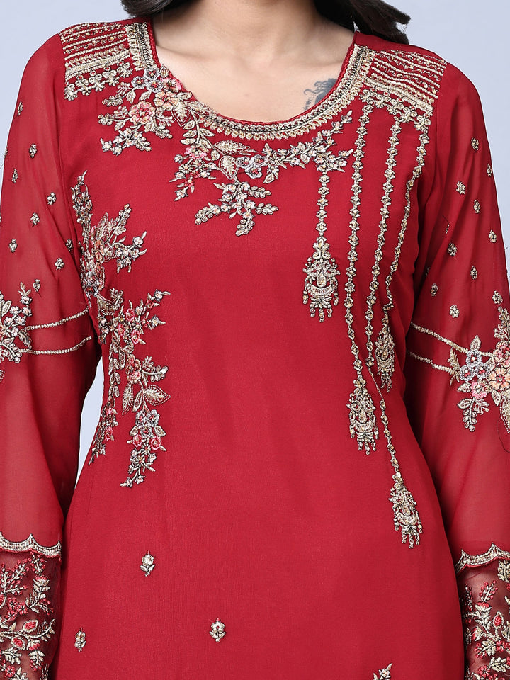 Heavy Designer Embroidery Salwar Kameez | Full Sleeve Round Neck for Weddings