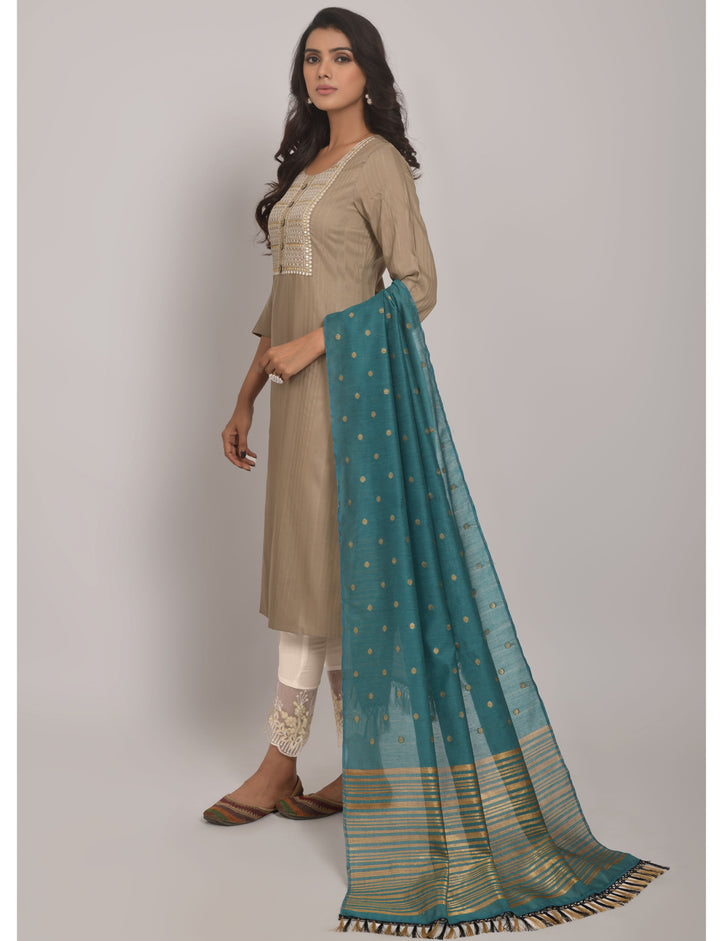 Stylish Readymade Kurti Set | Viscose Rayon, Lycra & Jacquard Dupatta