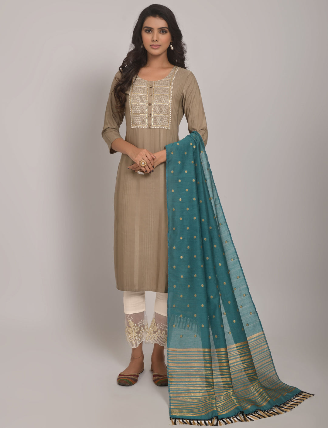 Stylish Readymade Kurti Set | Viscose Rayon, Lycra & Jacquard Dupatta