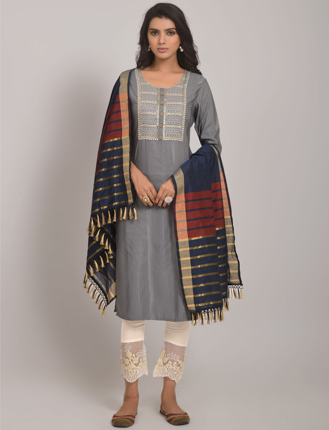 Stylish Readymade Kurti Set | Viscose Rayon, Lycra & Jacquard Dupatta