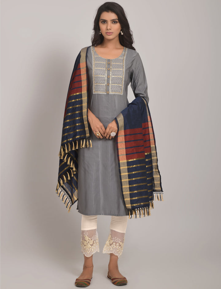 Stylish Readymade Kurti Set | Viscose Rayon, Lycra & Jacquard Dupatta