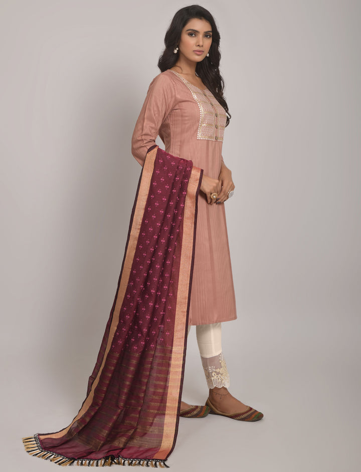 Stylish Readymade Kurti Set | Viscose Rayon, Lycra & Jacquard Dupatta