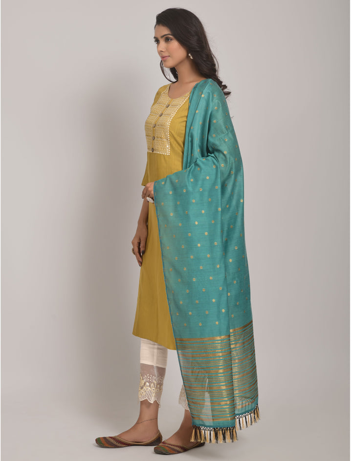 Stylish Readymade Kurti Set | Viscose Rayon, Lycra & Jacquard Dupatta