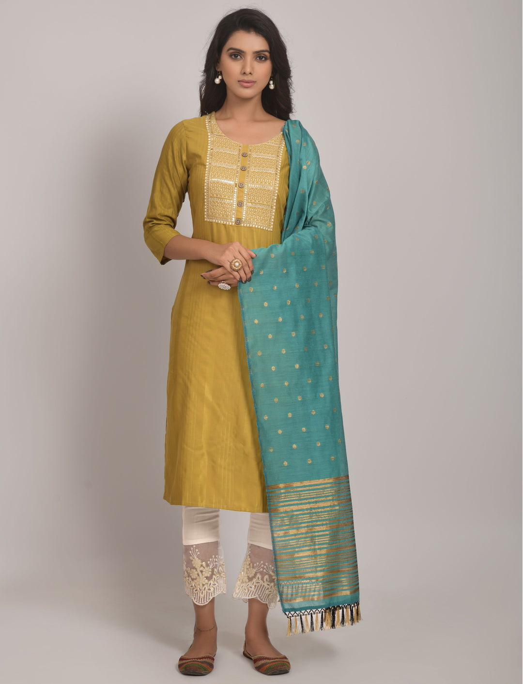 Stylish Readymade Kurti Set | Viscose Rayon, Lycra & Jacquard Dupatta