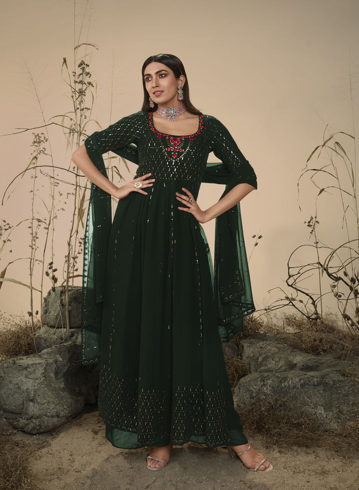 Stylish Georgette Readymade Salwar Plazzo Suit | Elegant Embroidery Work