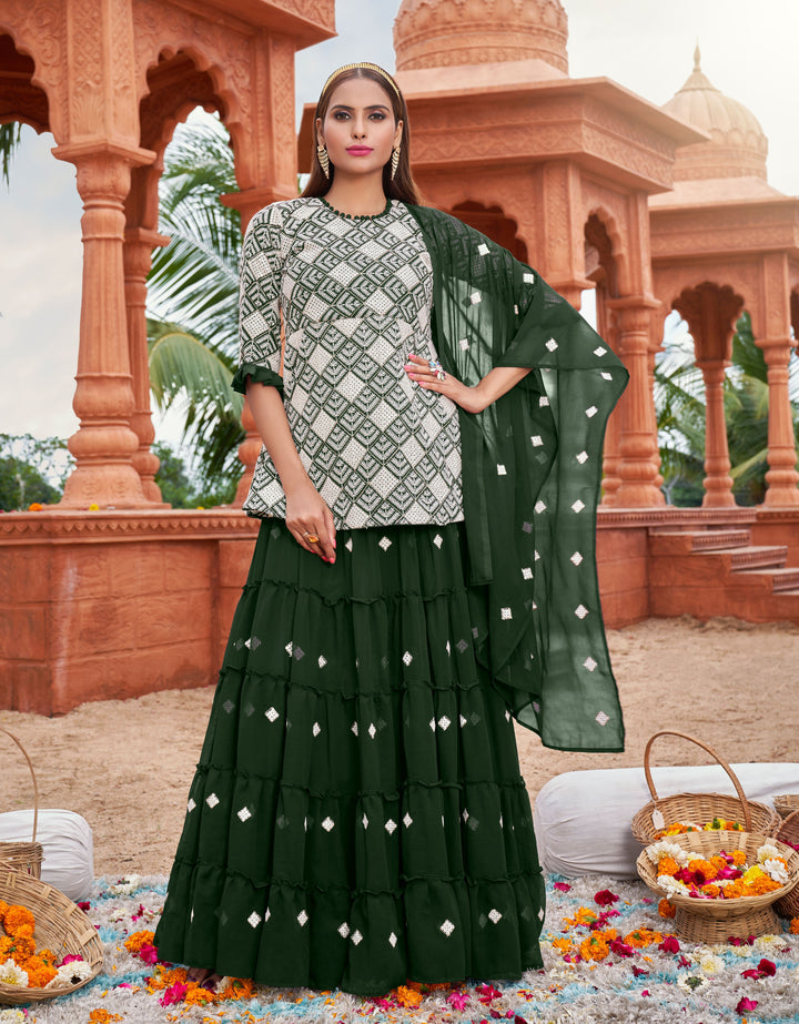 Faux Georgette Designer Skirt Suit Set | Heavy Cotton Embroidery Work & Dupatta