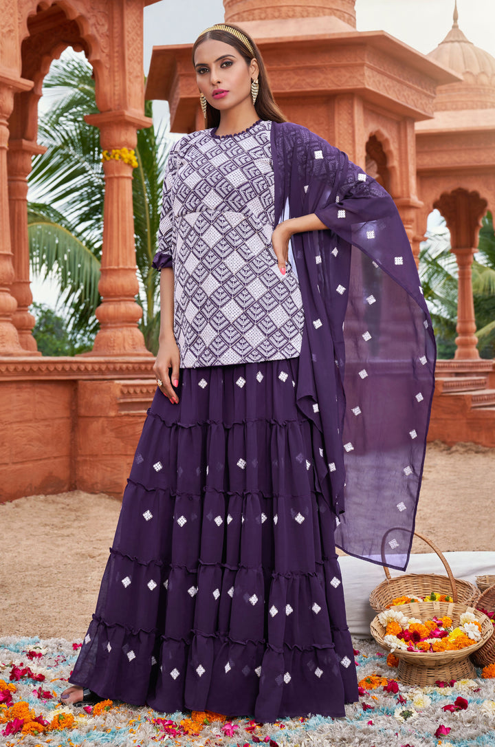 Faux Georgette Designer Skirt Suit Set | Heavy Cotton Embroidery Work & Dupatta