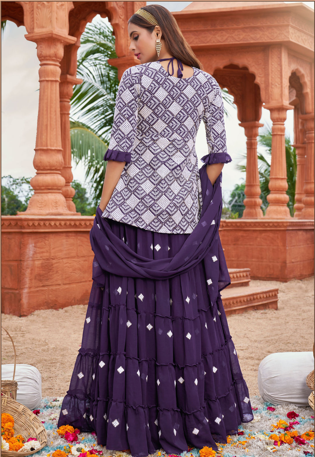 Faux Georgette Designer Skirt Suit Set | Heavy Cotton Embroidery Work & Dupatta