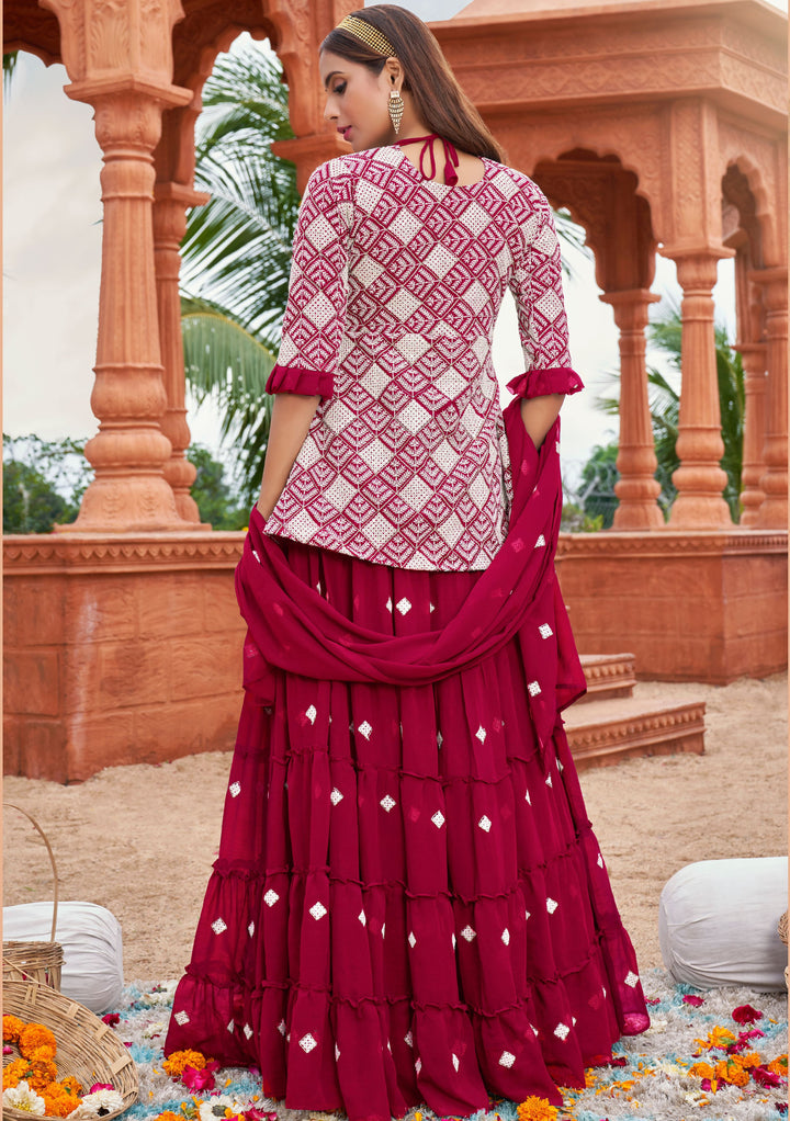 Faux Georgette Designer Skirt Suit Set | Heavy Cotton Embroidery Work & Dupatta