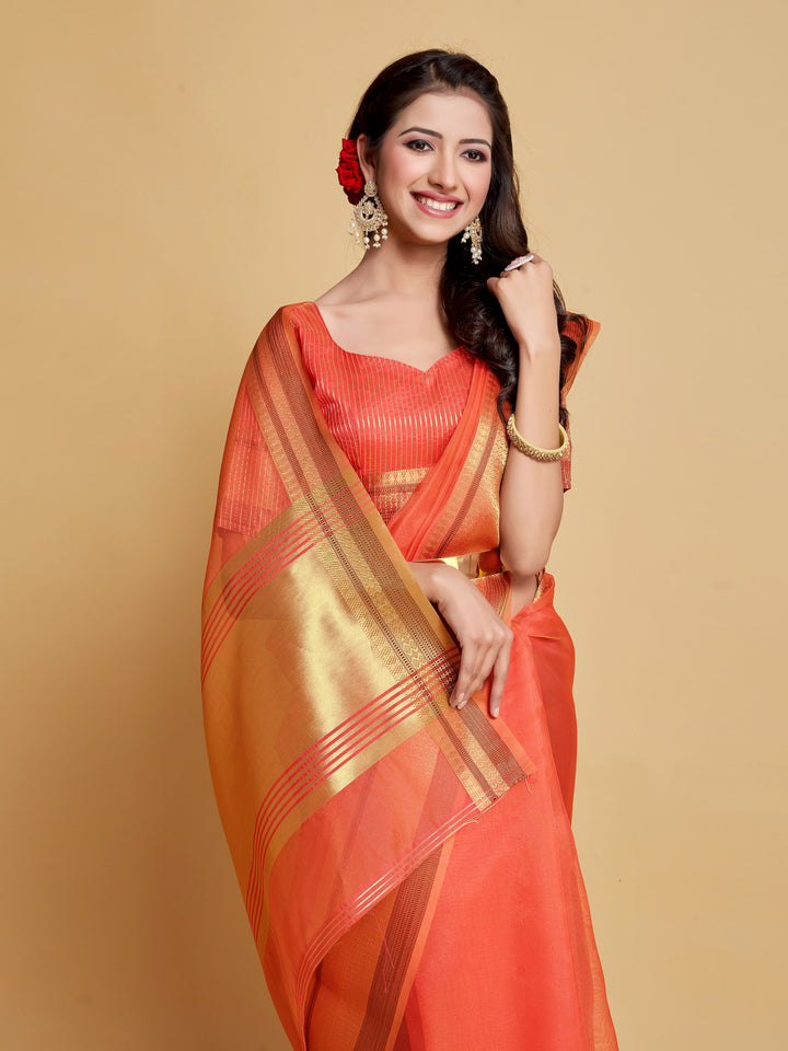 Breathtaking Organza Saree with | Elegance Redefined for Weddings