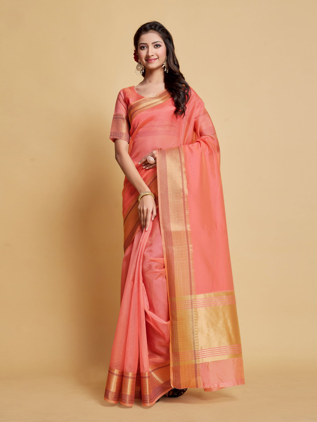 Breathtaking Organza Saree with | Elegance Redefined for Weddings