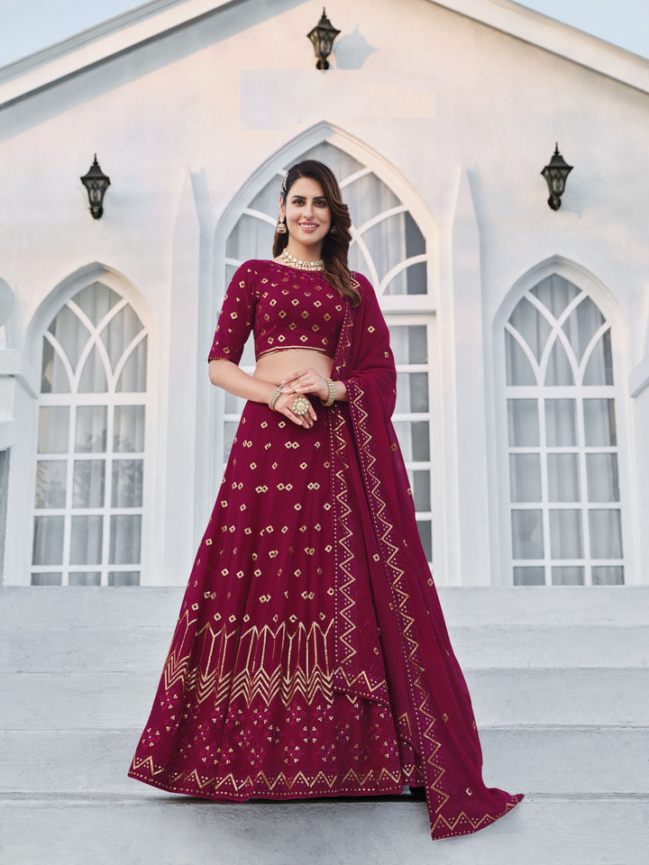 Designer Pink Lehenga | Georgette with Thread & Sequence Embroidery Work