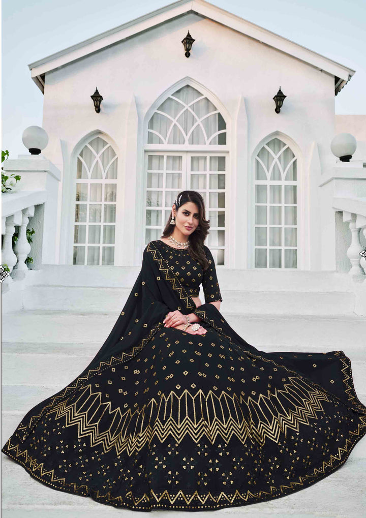 Navy Blue Lehenga Choli | Thread & Sequence Embroidery with Dupatta