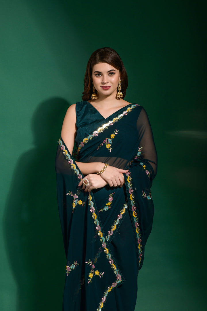 Georgette Saree with Sequance Embroidery | Wedding & Festive Essential