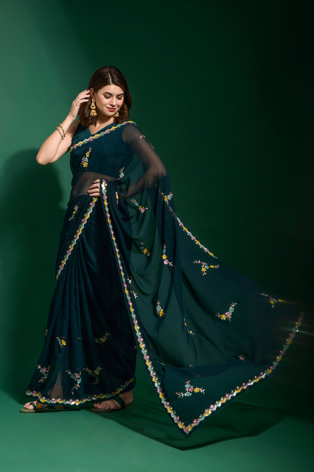 Georgette Saree with Sequance Embroidery | Wedding & Festive Essential