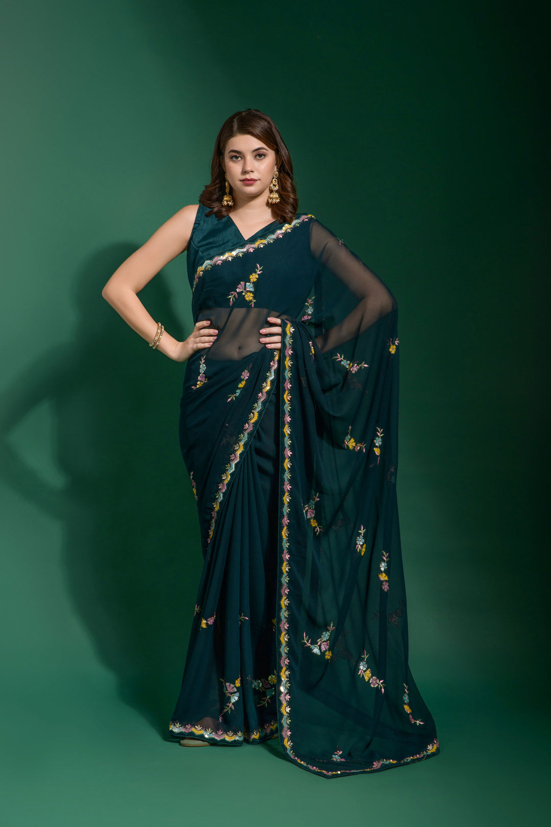 Georgette Saree with Sequance Embroidery | Wedding & Festive Essential