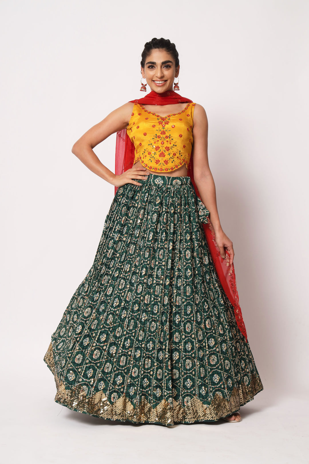 Designer Green Lehenga | Thread & Sequins Work for Festive Occasions